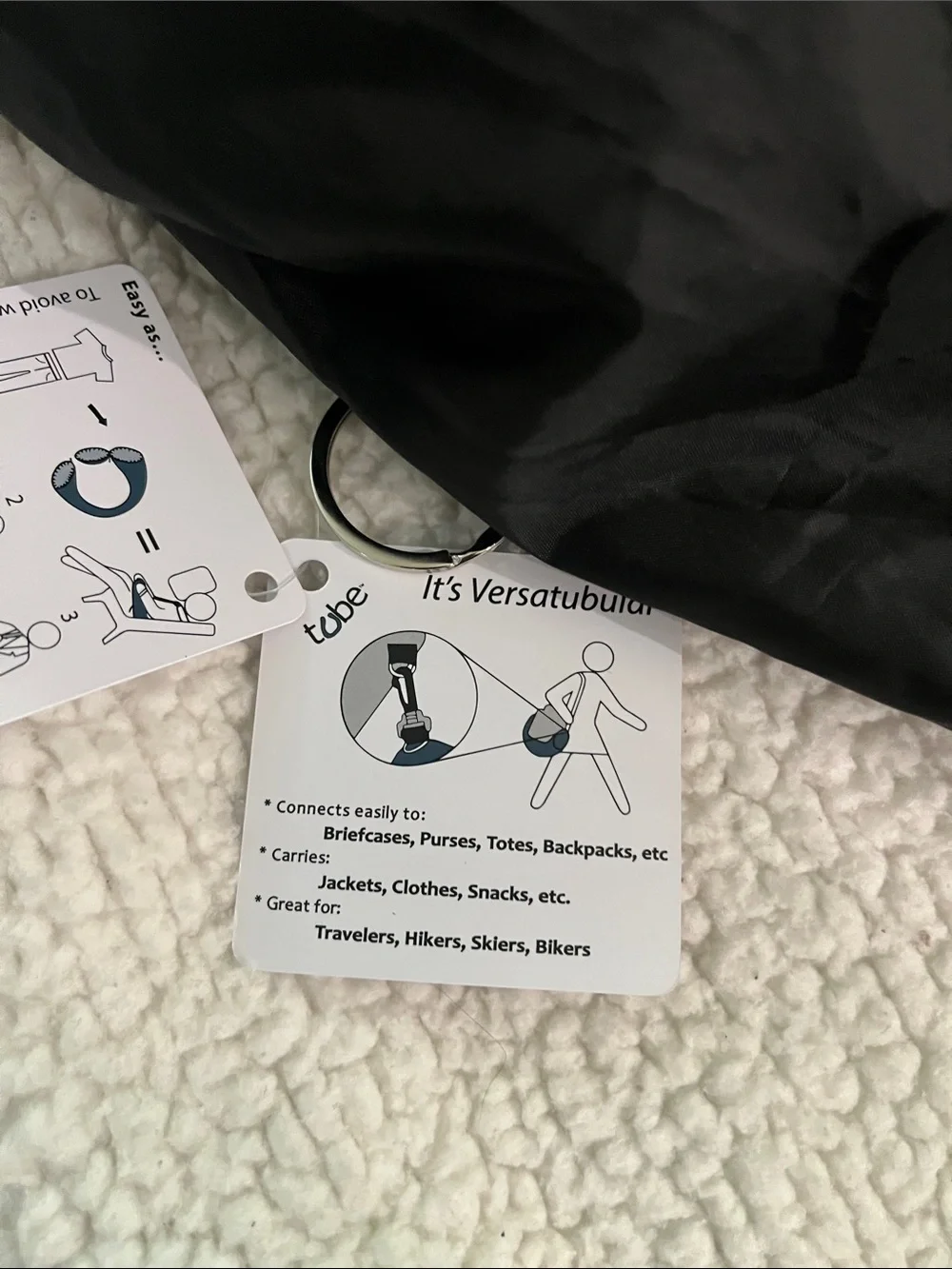 Black Garment Travel Bag. Tavel pillow you stuff w/ clothes